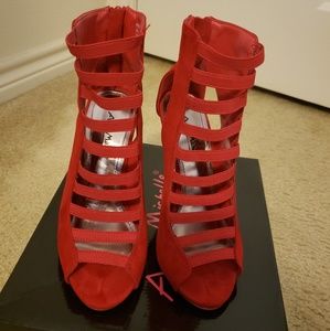 Red Multi Strap Heels